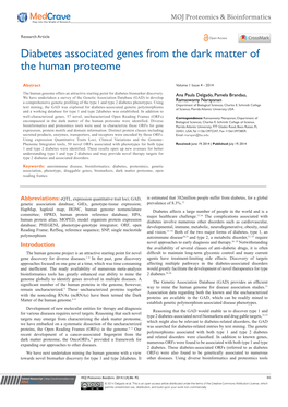 Diabetes Associated Genes from the Dark Matter of the Human Proteome