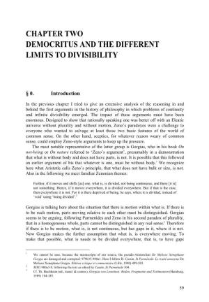 Chapter Two Democritus and the Different Limits to Divisibility
