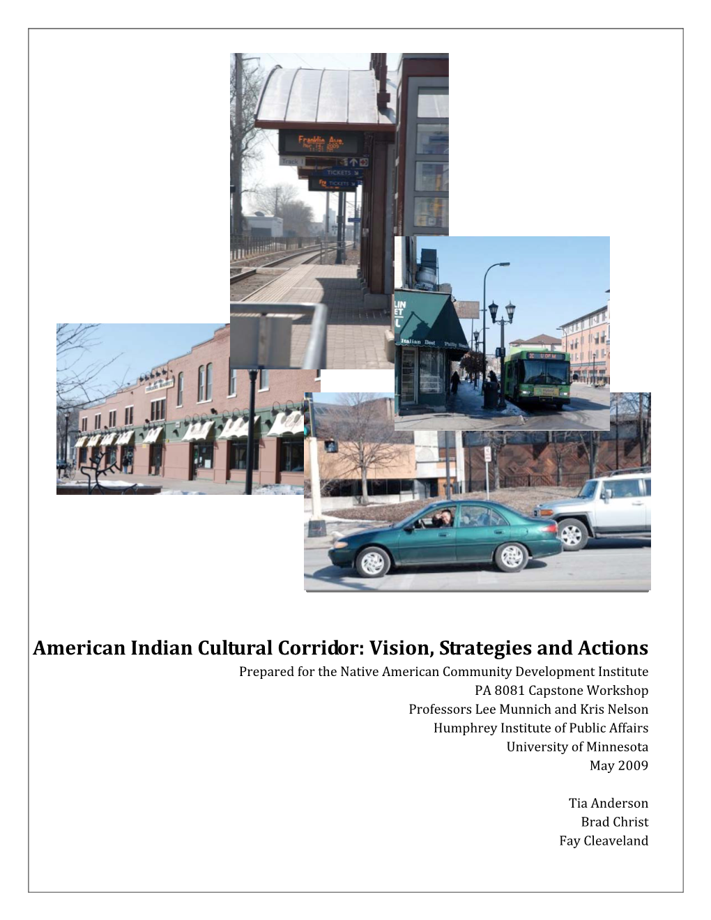 American Indian Cultural Corridor: Vision, Strategies and Actions