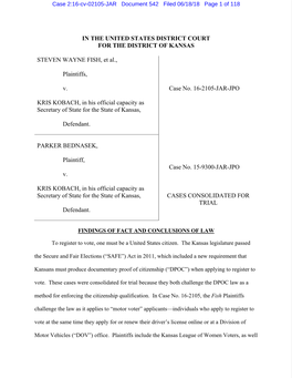 Case 2:16-Cv-02105-JAR Document 542 Filed 06/18/18 Page 1 of 118