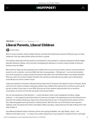 Liberal Parents, Liberal Children | Huffpost