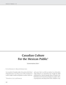 Canadian Culture for the Mexican Public1