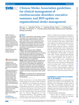 Chinese Stroke Association Guidelines for Clinical Management