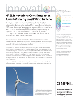 NREL Innovations Contribute to an Award-Winning Small Wind Turbine