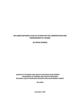 Sri Lanka National Plan of Action for the Conservation and Management of Sharks