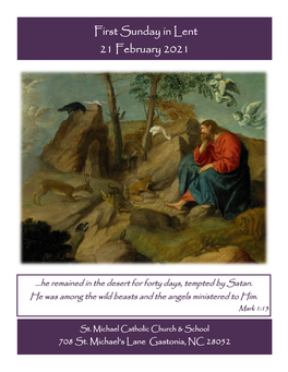 First Sunday in Lent 21 February 2021