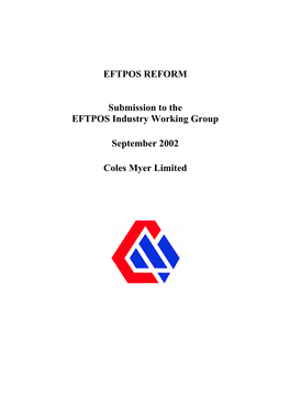 Submission to the EFTPOS Industry Working Group