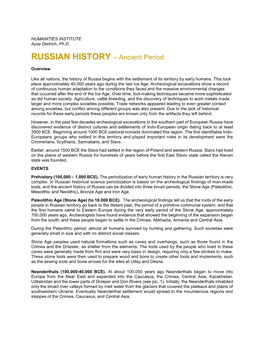 RUSSIAN HISTORY – Ancient Period