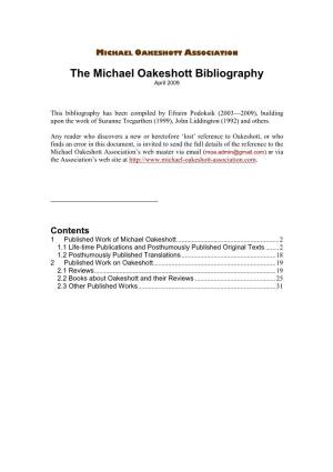 Michael Oakeshott Bibliography In