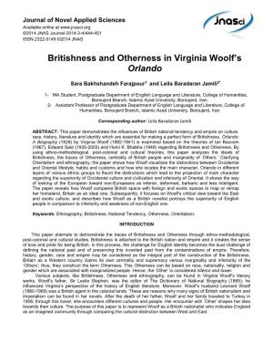 Britishness and Otherness in Virginia Woolf's Orlando