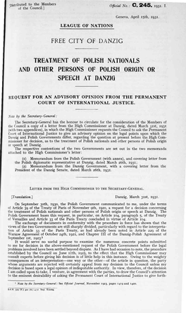 Free City of Danzig Treatment of Polish Nationals And