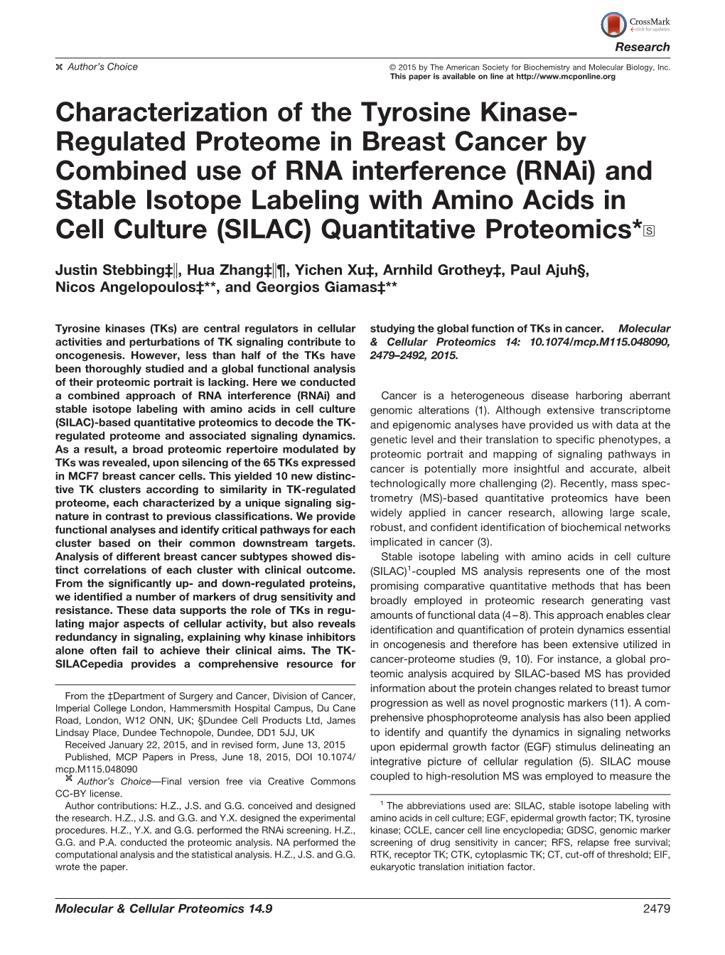 Characterization of the Tyrosine Kinase- Regulated