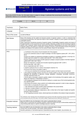 Agrarian Systems and Farm - En-Cours-2020-Lbira2109 Lbira2109 Agrarian Systems and Farm 2020