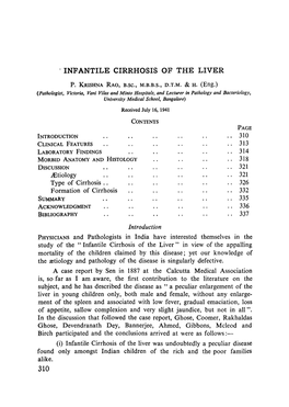 Infantile Cirrhosis of the Liver
