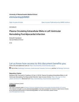 Plasma Circulating Extracellular Rnas in Left Ventricular Remodeling Post-Myocardial Infarction