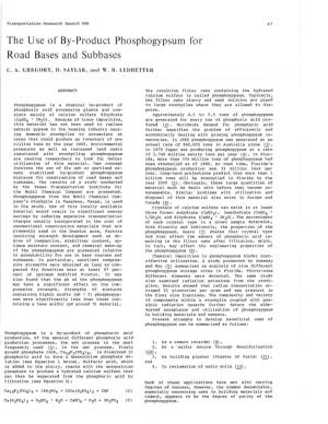 The Use of By-Product Phosphogypsum for Road Bases and Subbases