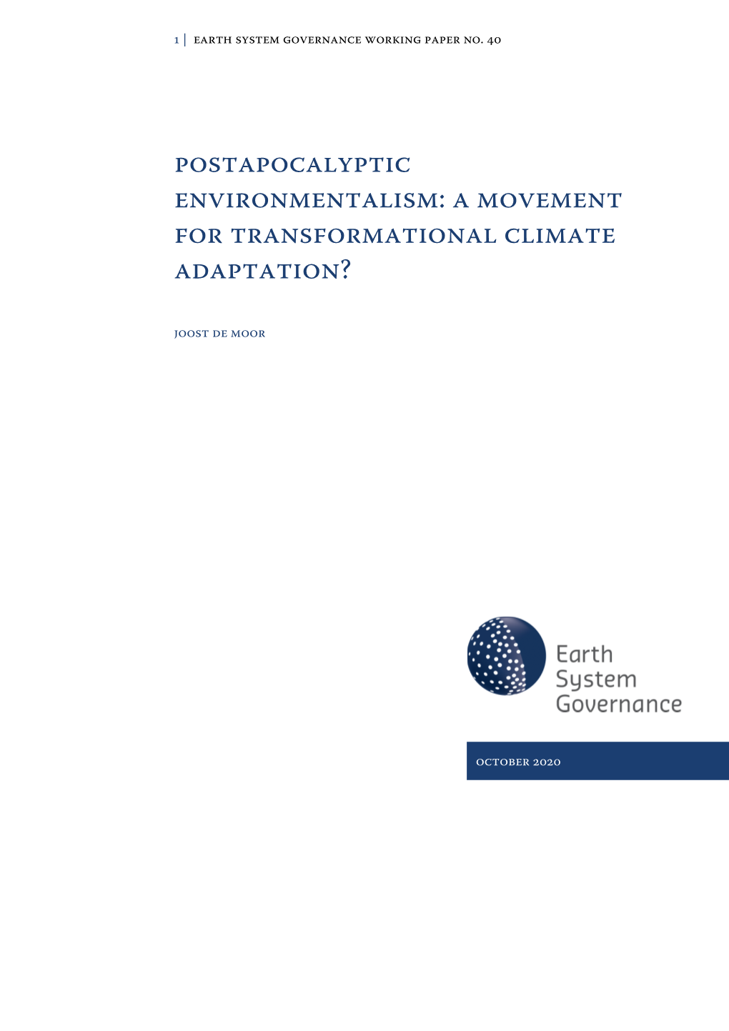 Earth System Governance Working Paper No