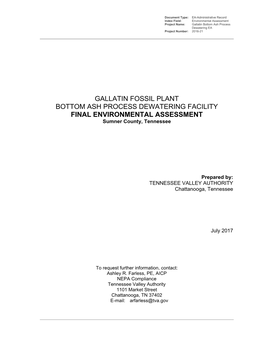 FINAL ENVIRONMENTAL ASSESSMENT Sumner County, Tennessee