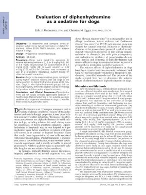 Evaluation of Diphenhydramine As a Sedative for Dogs EXOTIC Erik H