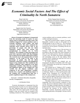 Economic Social Factors and the Effect of Criminality in North Sumatera