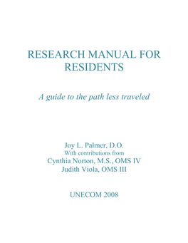 Research Manual for Residents
