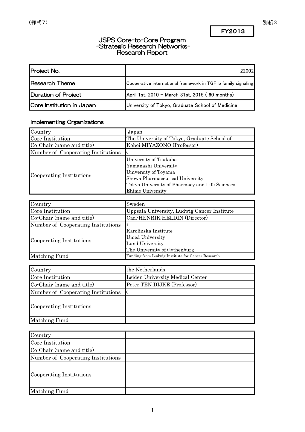 –Strategic Research Networks- Research Report JSPS Core-To-Core Program FY2013