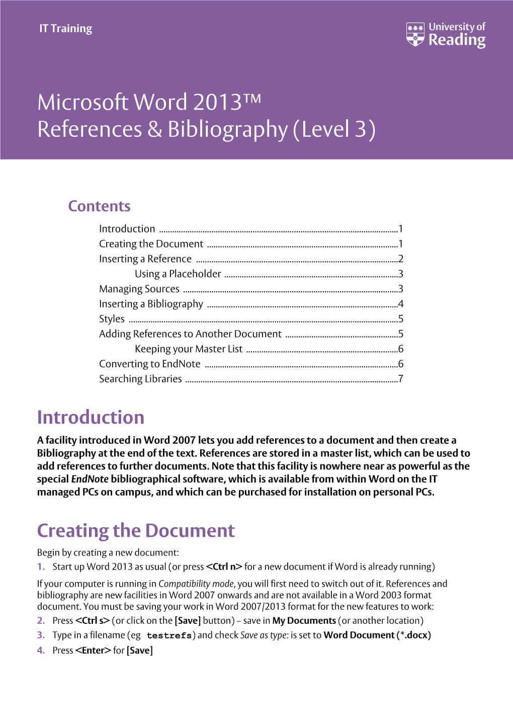 Microsoft Word 2013 References & Bibliography