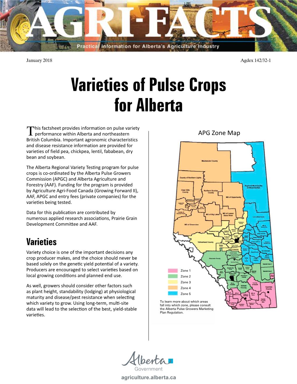Varieties of Pulse Crops for Alberta (Agdex 142/32-1)