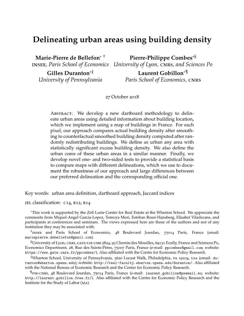 Delineating Metropolitan Areas Using Building Density