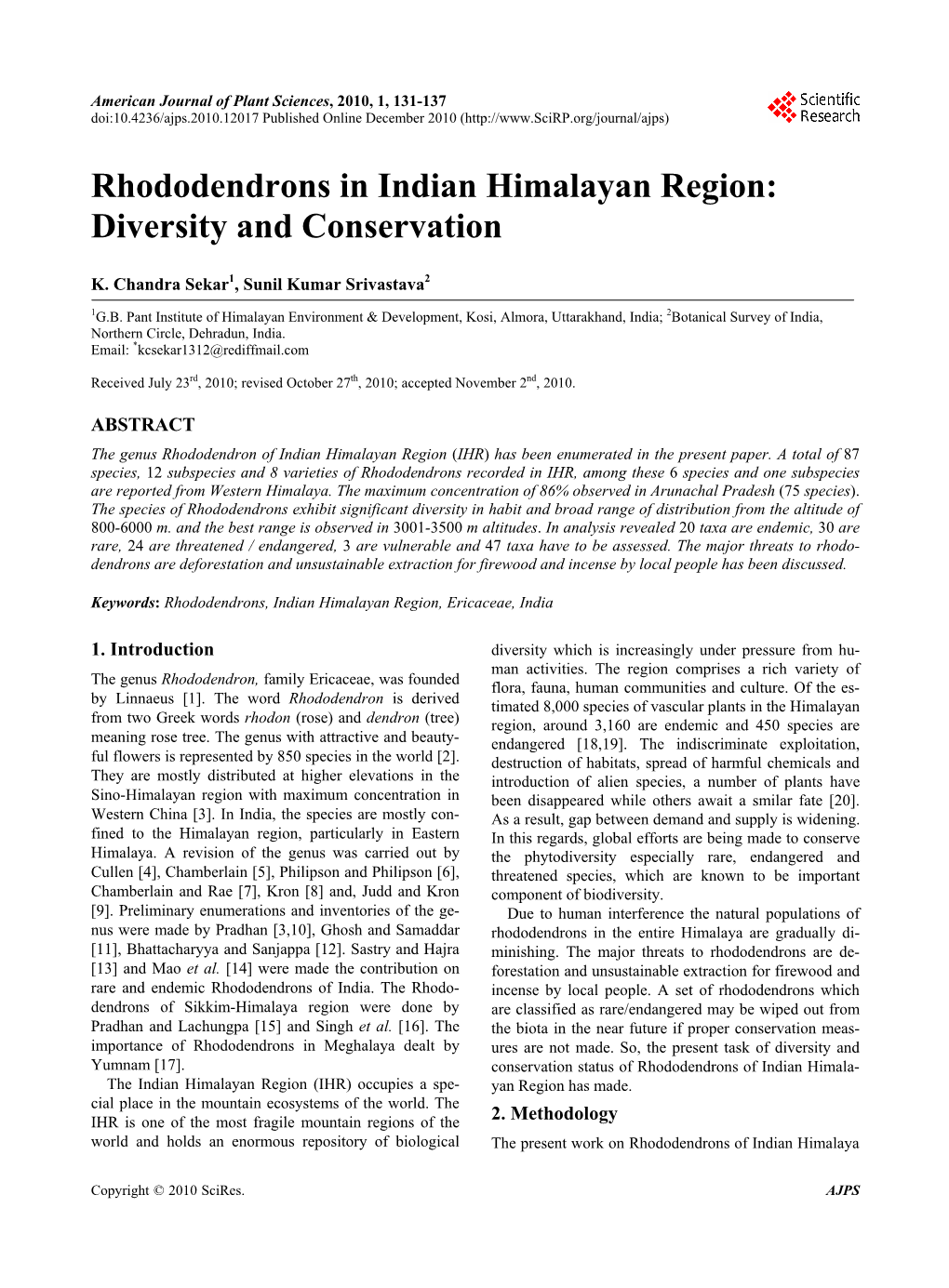 Rhododendrons in Indian Himalayan Region: Diversity and Conservation