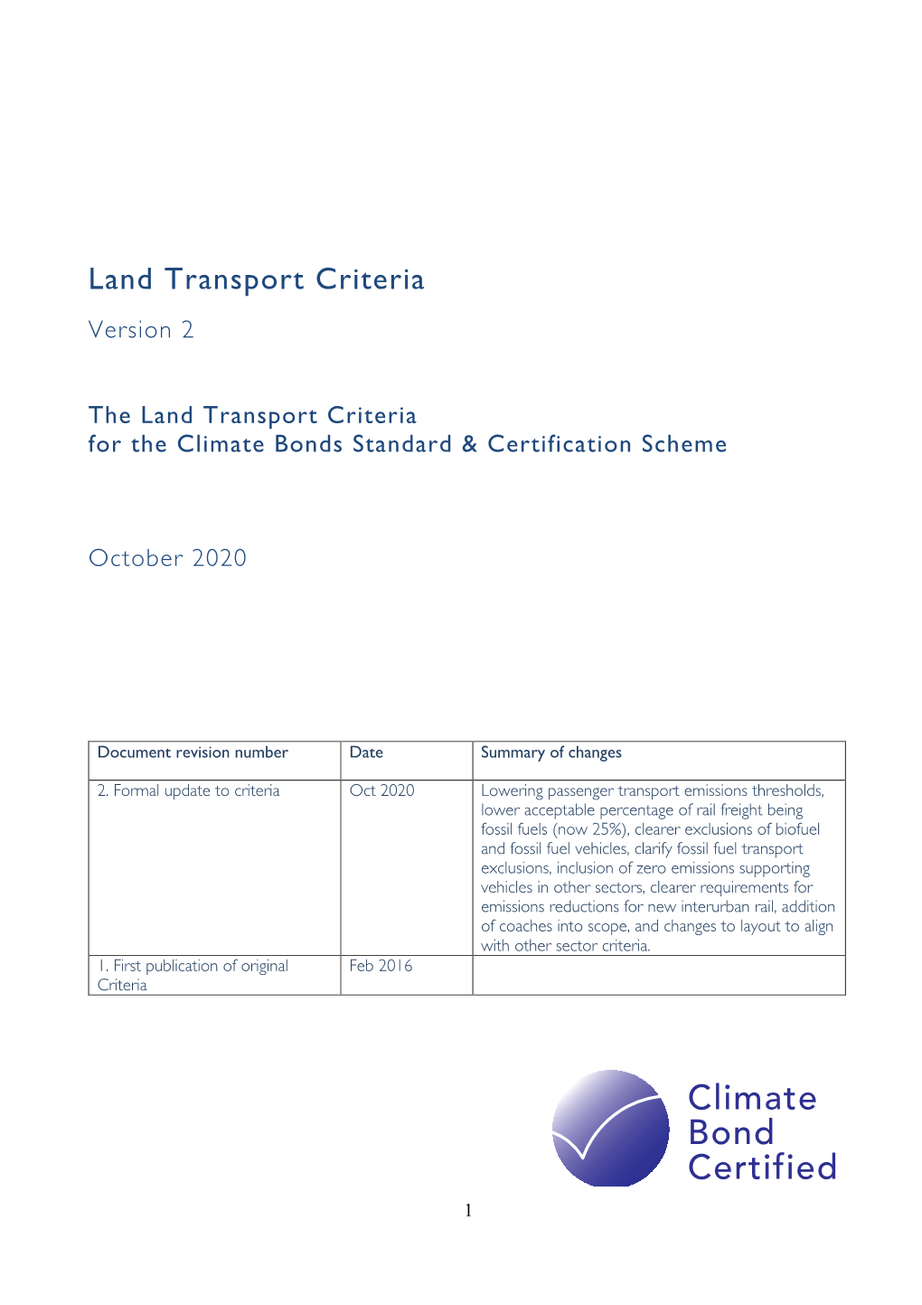 Land Transport Criteria