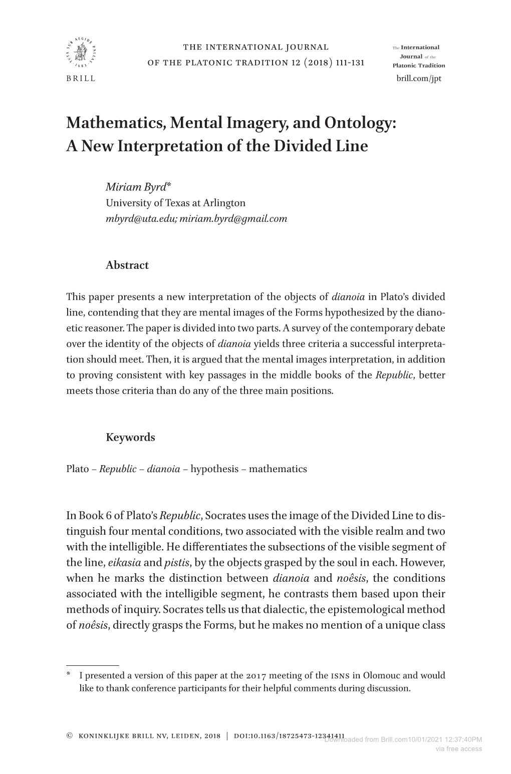 A New Interpretation of the Divided Line