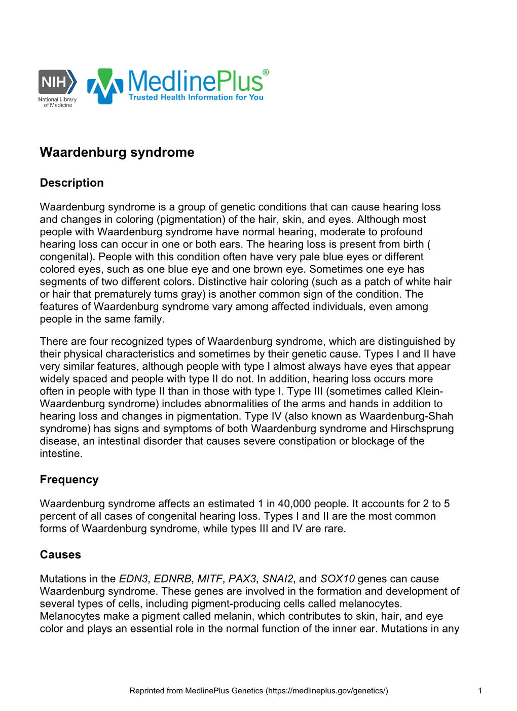 Waardenburg Syndrome