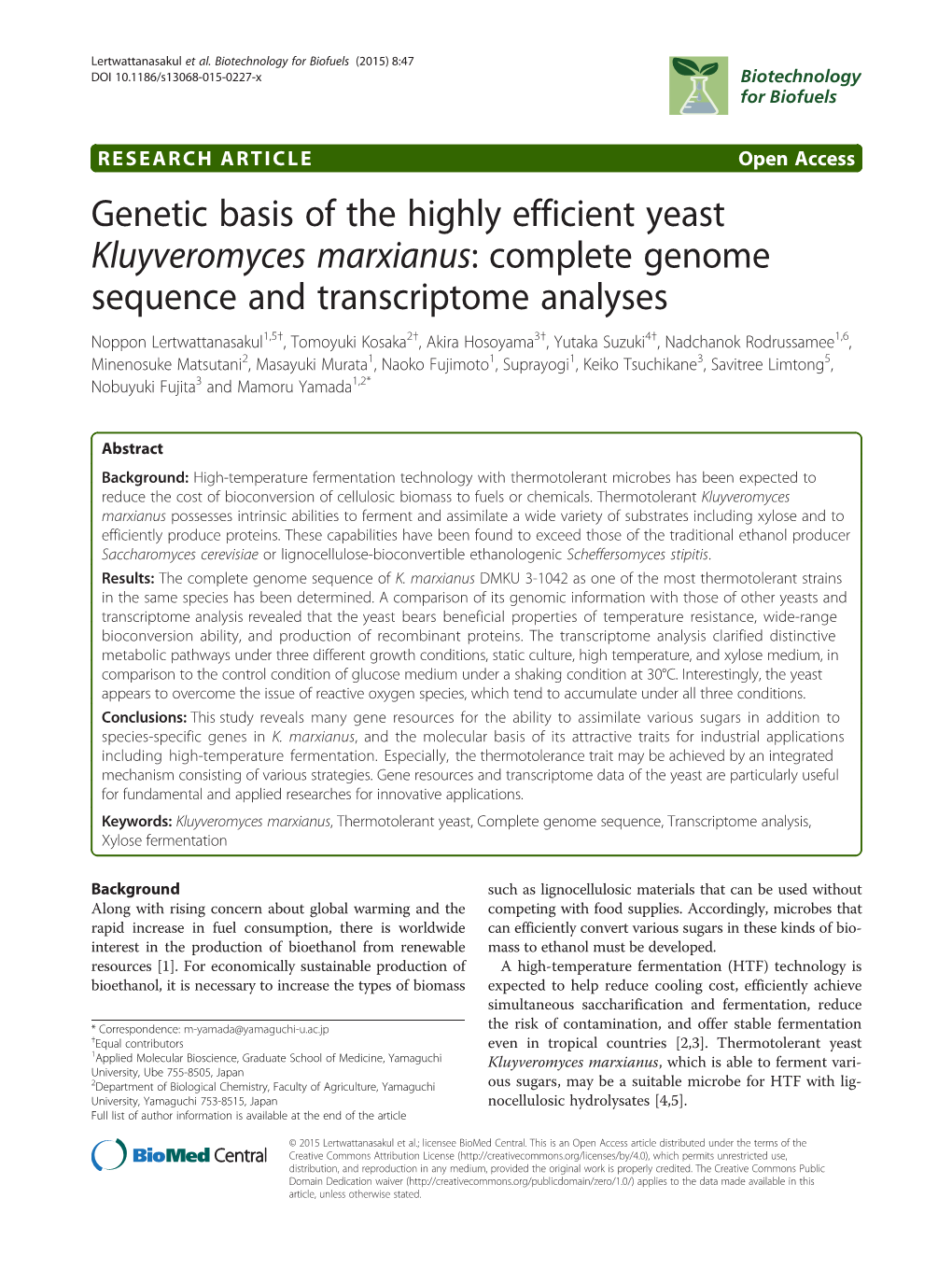 Genetic Basis of the Highly Efficient Yeast Kluyveromyces Marxianus