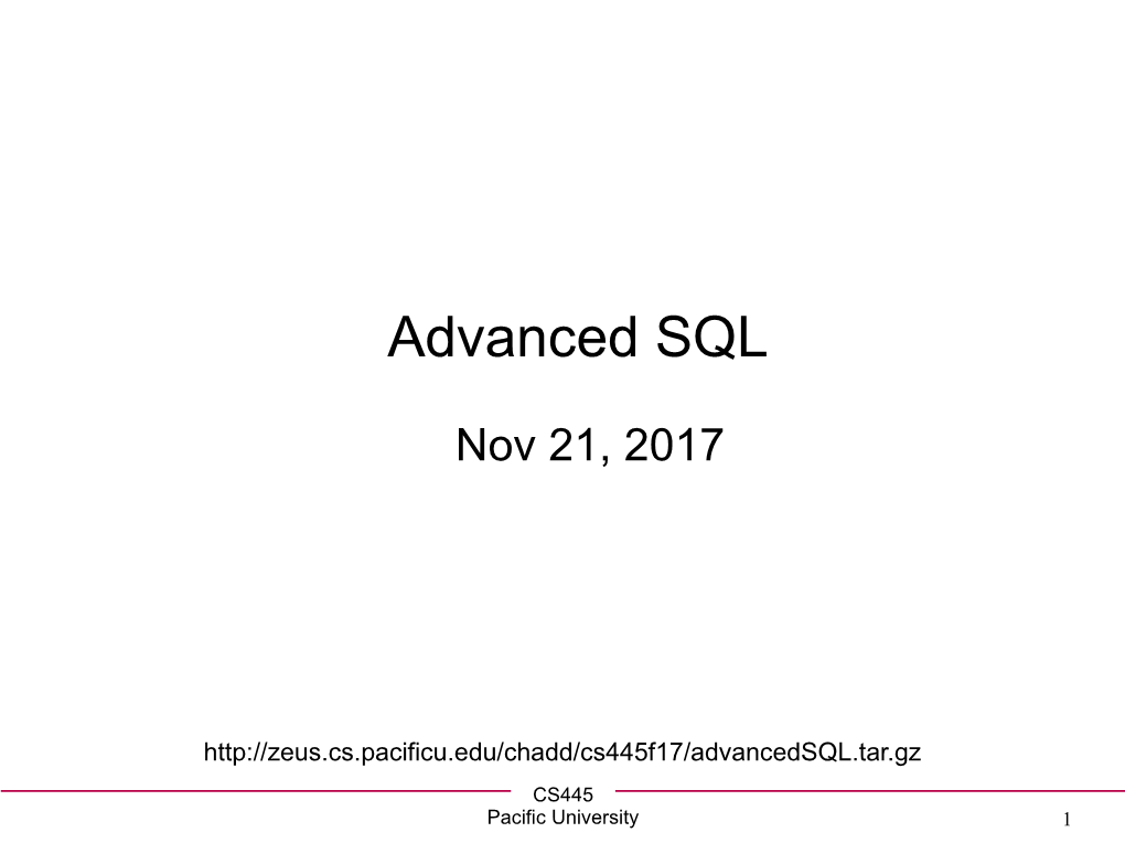 Advanced SQL