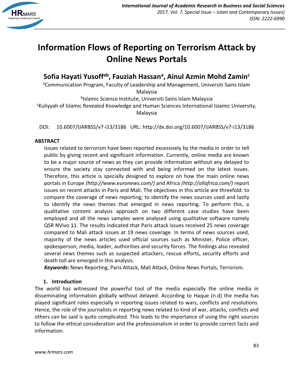 Information Flows of Reporting on Terrorism Attack by Online News Portals