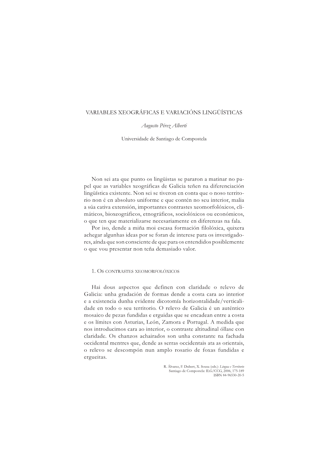 Variables Xeográficas E Variacións Lingüísticas