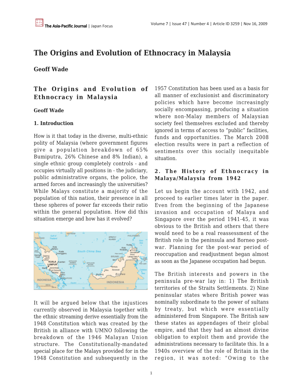 The Origins and Evolution of Ethnocracy in Malaysia