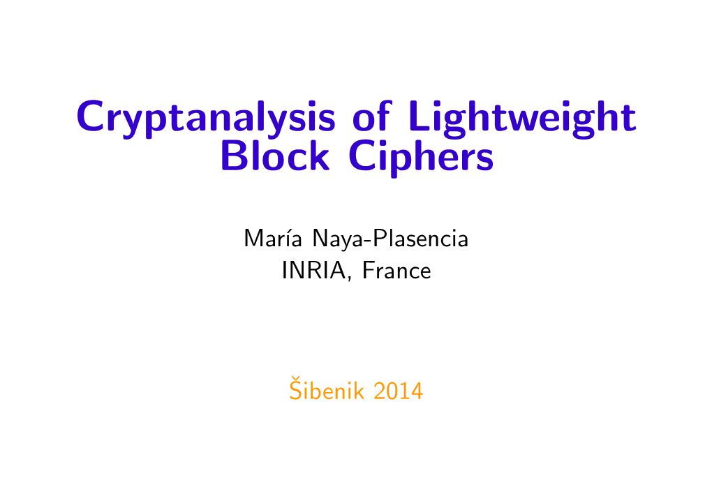 Cryptanalysis of Lightweight Block Ciphers