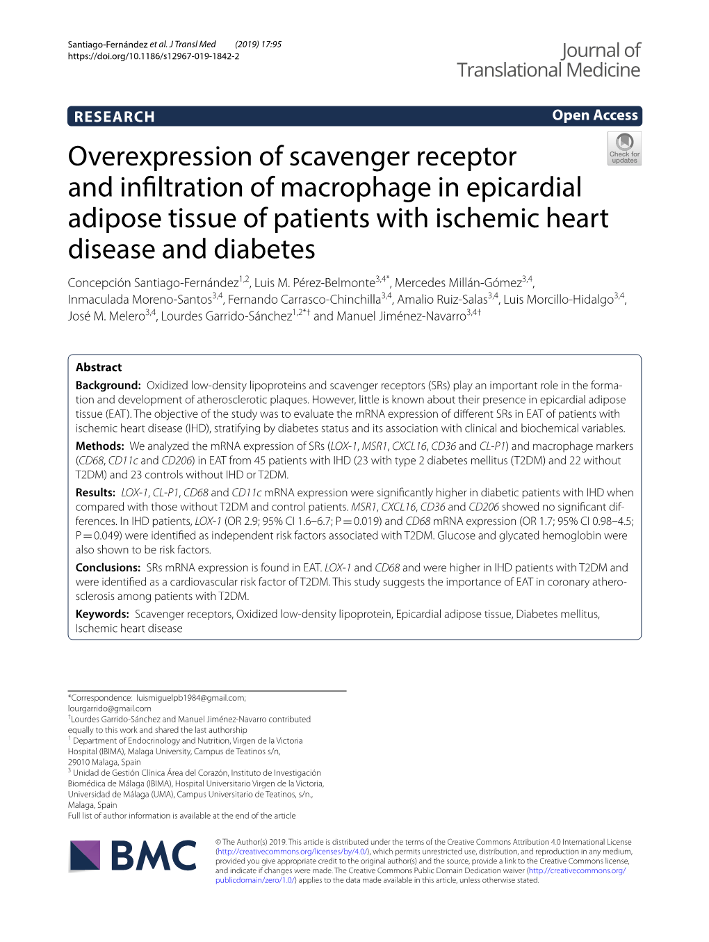 Overexpression of Scavenger Receptor and Infiltration of Macrophage in Epicardial Adipose Tissue of Patients with Ischemic Heart