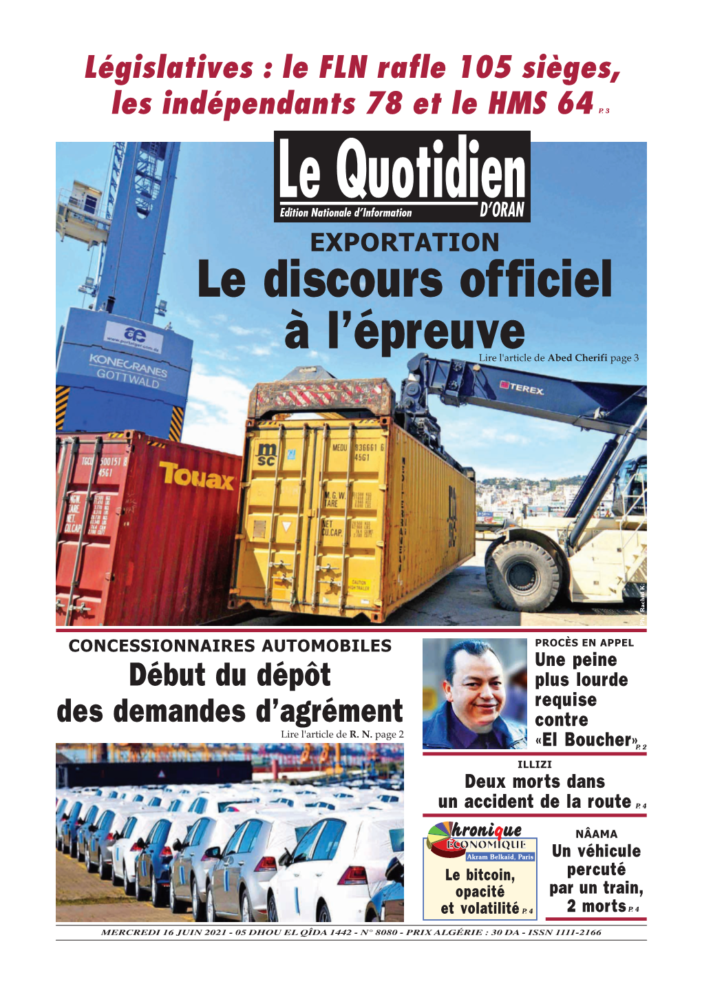 Pdf Le Quotidien D Oran Du 2021-06-16