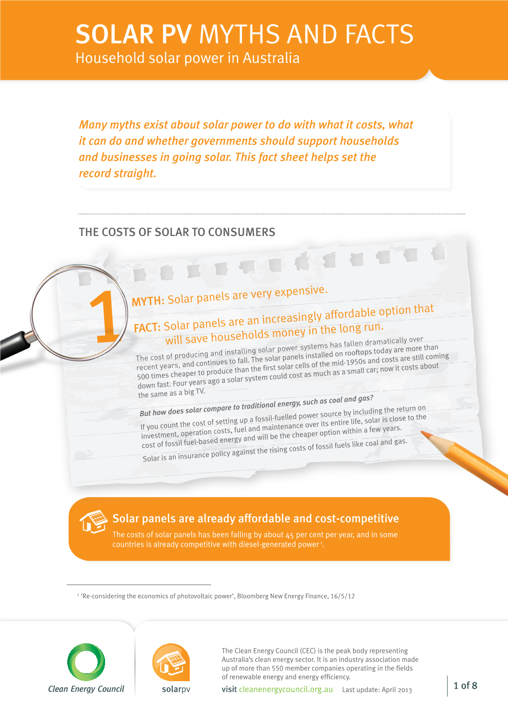 SOLAR PV MYTHS and FACTS Household Solar Power in Australia