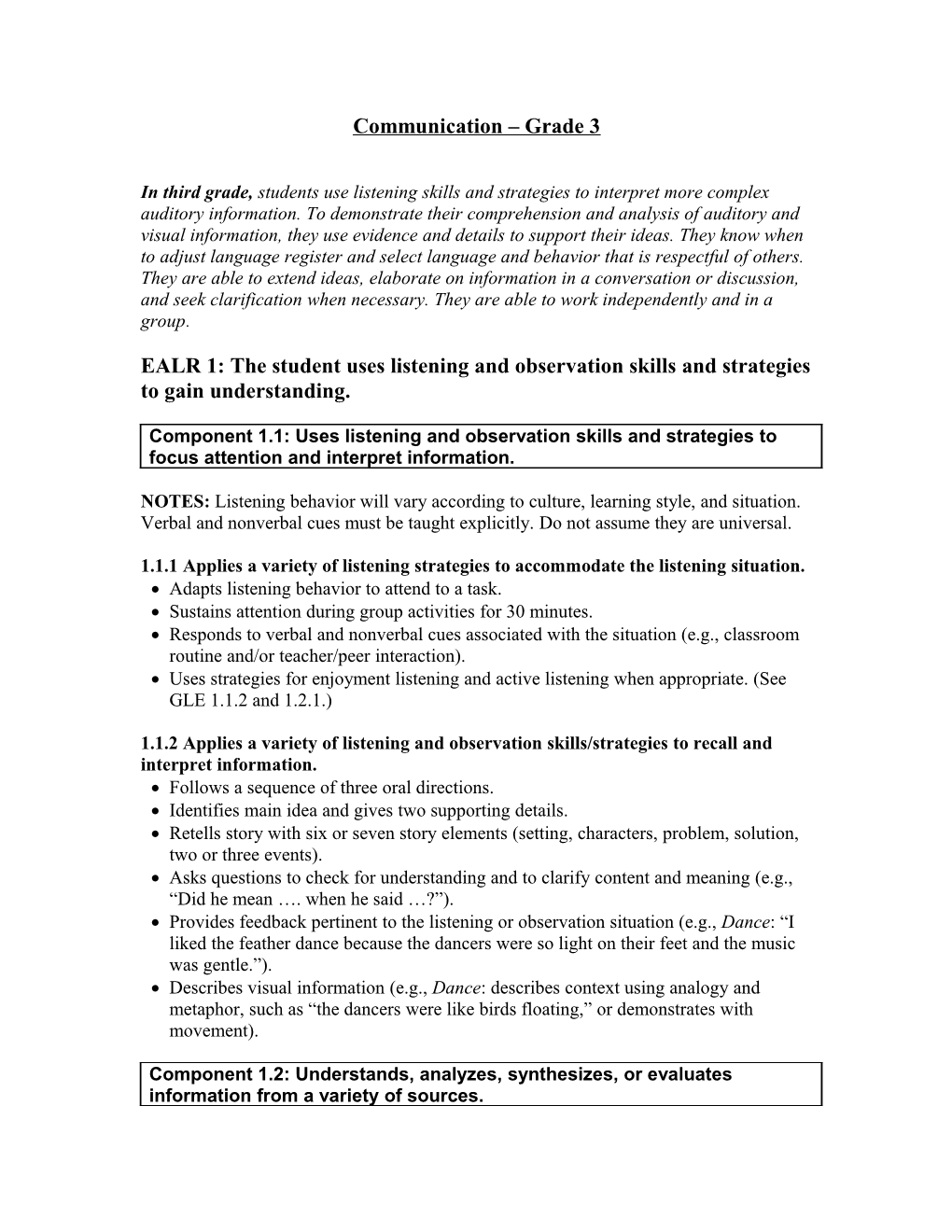 Communication Grade 3