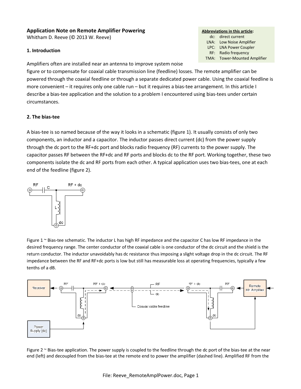 Application Note on Remote Amplifier Powering Abbreviations in This Article: Whitham D