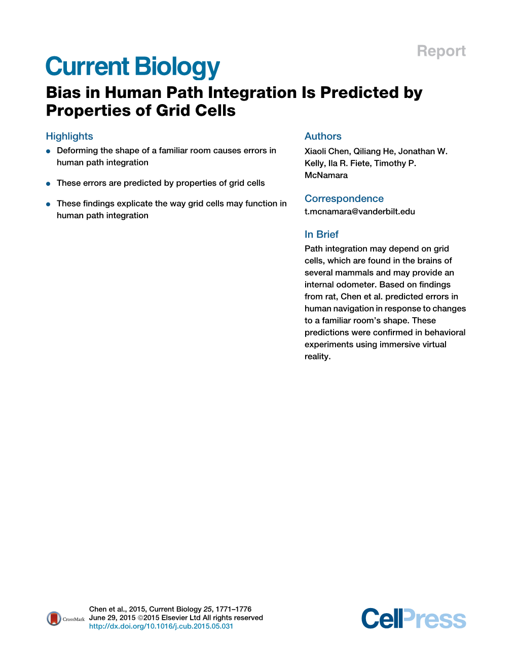 Bias in Human Path Integration Is Predicted by Properties of Grid Cells