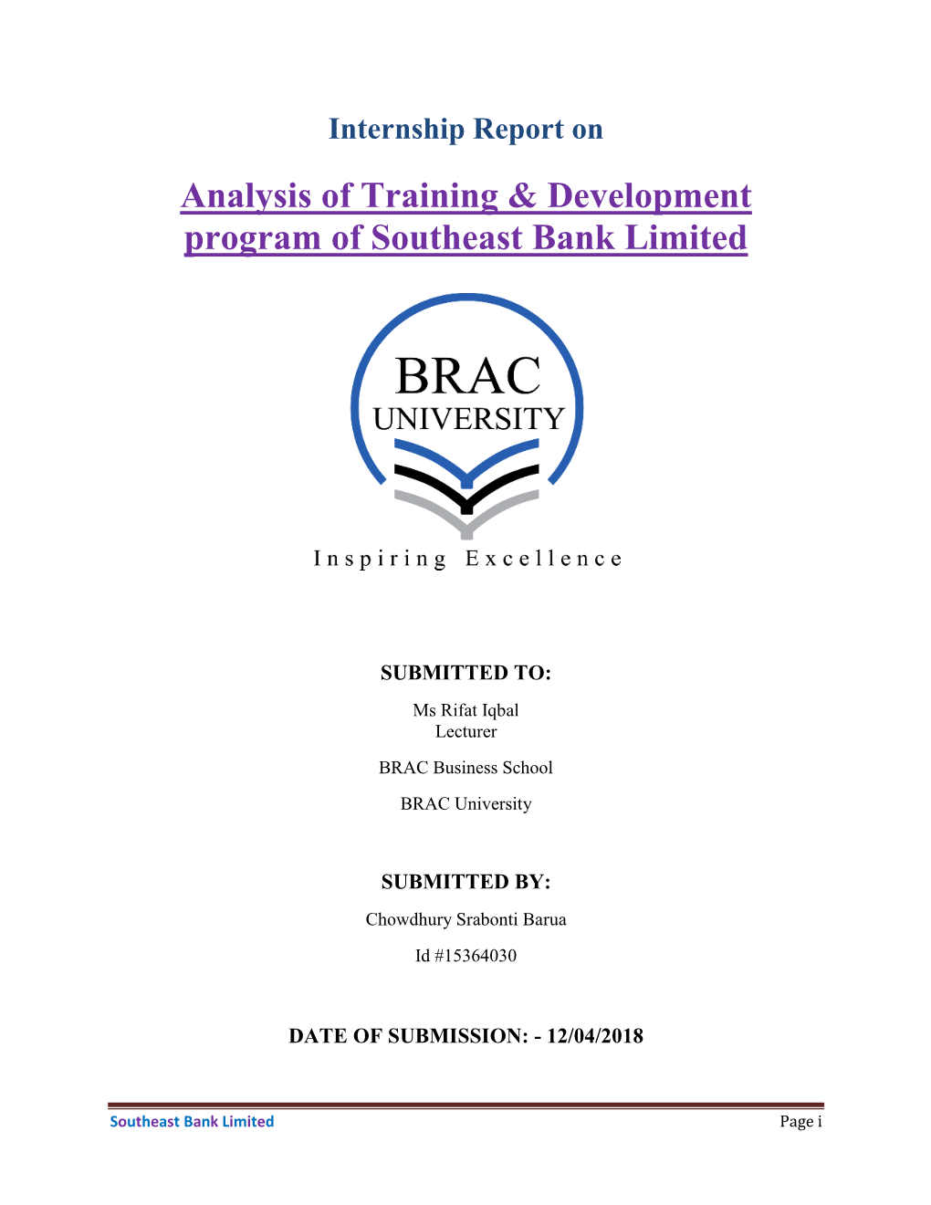Analysis of Training & Development Program of Southeast Bank Limited