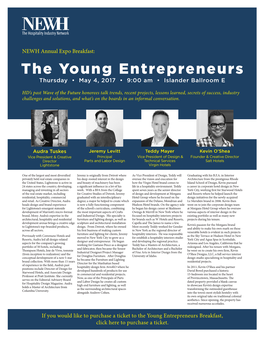 The Young Entrepreneurs Thursday • May 4, 2017 • 9:00 Am • Islander Ballroom E