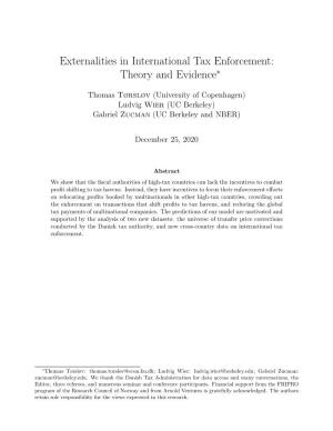 Externalities in International Tax Enforcement: Theory and Evidence∗