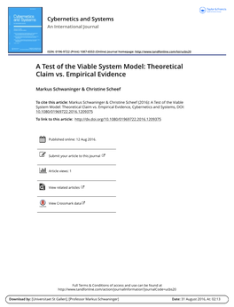 A Test of the Viable System Model: Theoretical Claim Vs. Empirical Evidence