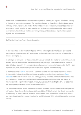 Most Likely to Succeed? Potential Scenarios for Kuwaiti Succession